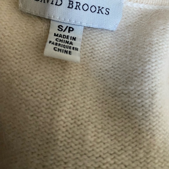 David Brooks Lamb Wool Angora Rabbit Hair Blend Cream Braided Cream Cardigan S - Picture 3 of 13